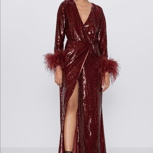 Zara Limited Edition Sequins dress in Burgundy